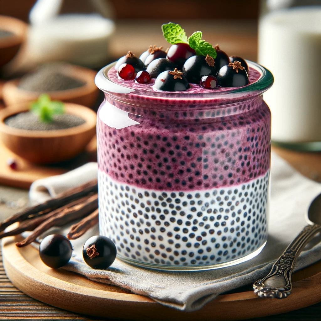 Blackcurrant Chia Pudding, serves 1
