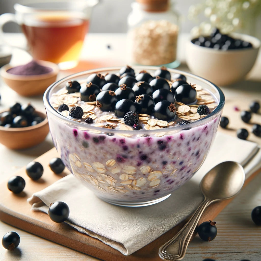 Overnight Blackcurrant Oats, serves 1