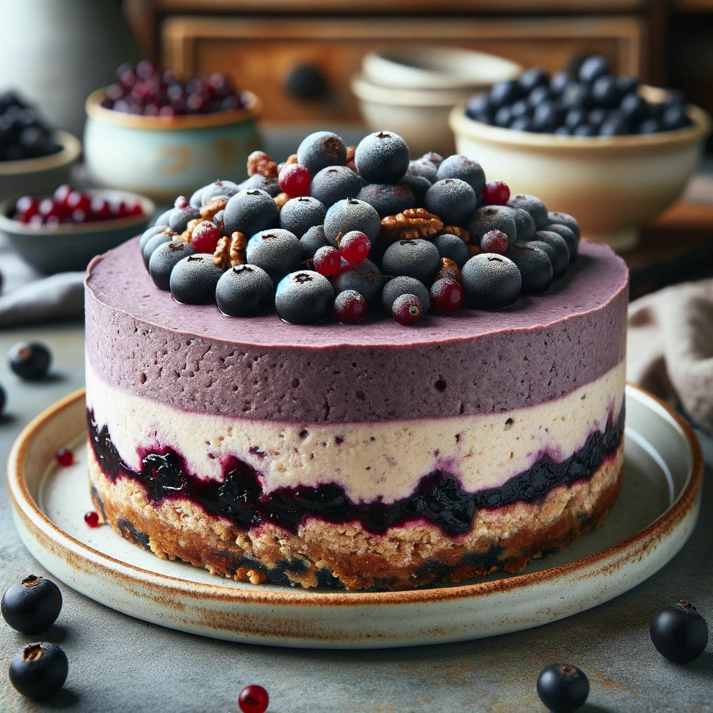 Berry Layered Cashew Cheesecake, serves 8-10