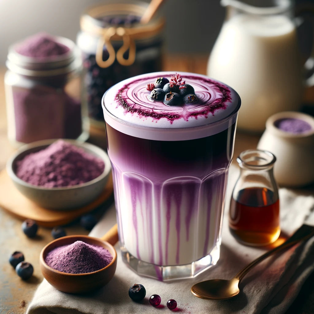 Blackcurrant Latte, serves 1